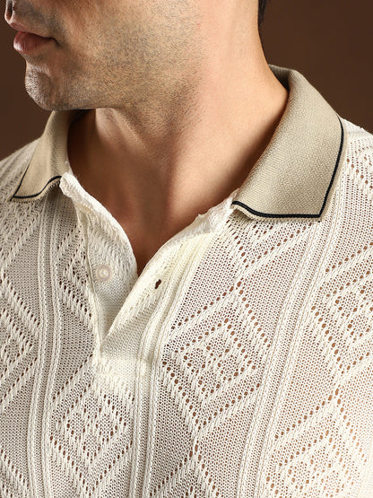 Contrast Rhombus Polo T-Shirt