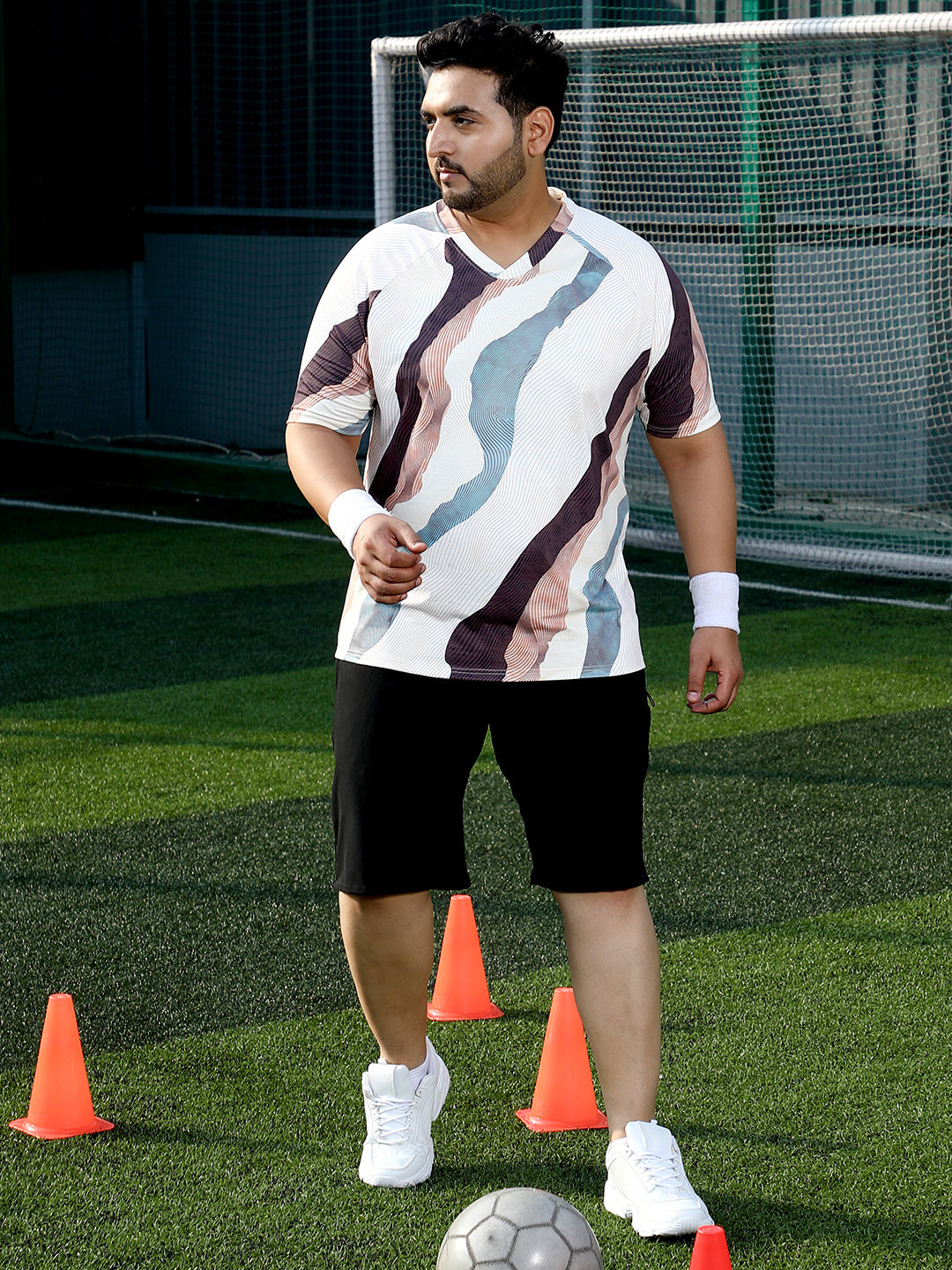 Abstract-Motif Activewear T-Shirt
