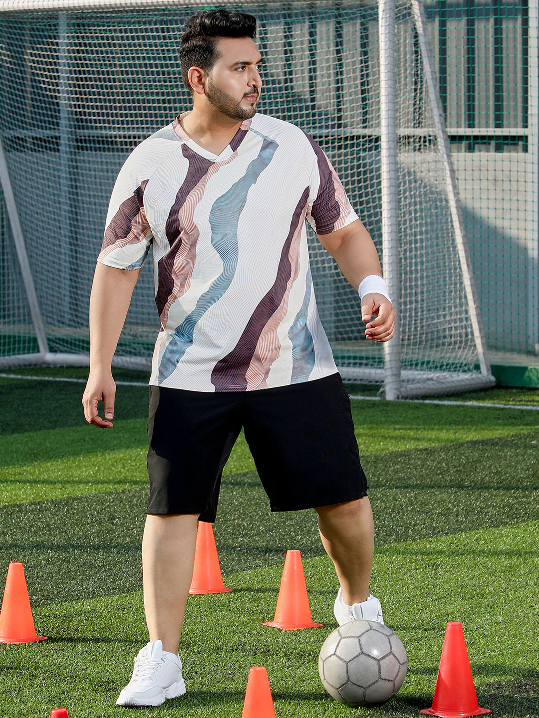 Abstract-Motif Activewear T-Shirt
