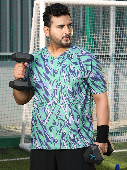 Abstract-Overlap Activewear T-Shirt
