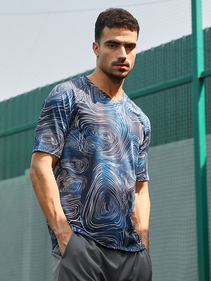 Swirl-Lined Activewear T-Shirt