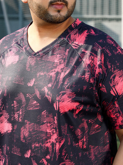 Abstract-Imprint Activewear T-Shirt