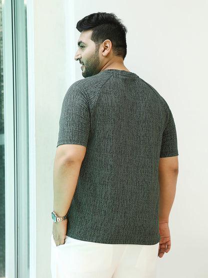 Contrast-Heathered Knitted T-Shirt