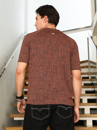 Contrast-Heathered Knitted T-Shirt