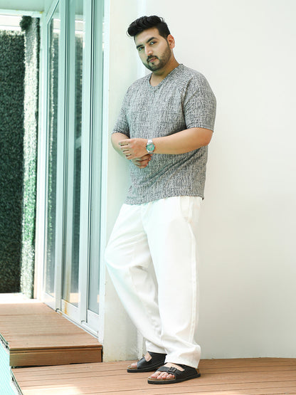 Contrast-Heathered Knitted T-Shirt