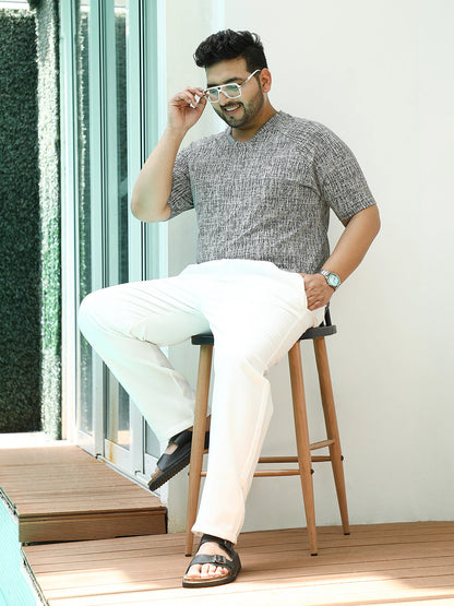 Contrast-Heathered Knitted T-Shirt