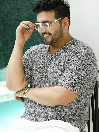 Contrast-Heathered Knitted T-Shirt