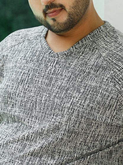 Contrast-Heathered Knitted T-Shirt