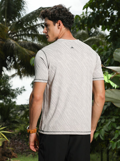 Cloud Grey Plash-Imprint Activewear T-Shirt