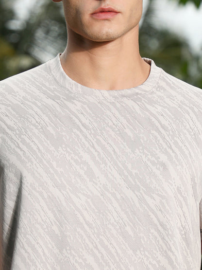 Cloud Grey Plash-Imprint Activewear T-Shirt