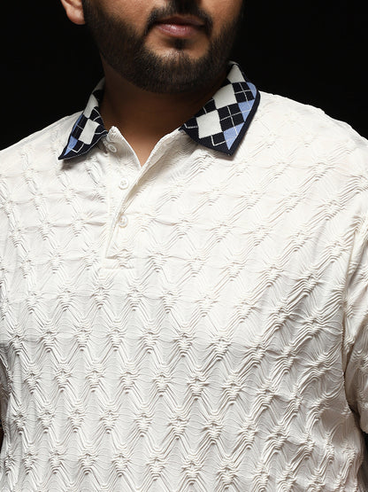 Block Argyle-Knit Polo T-Shirt