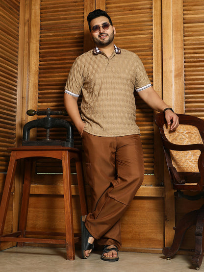 Block Argyle-Knit Polo T-Shirt