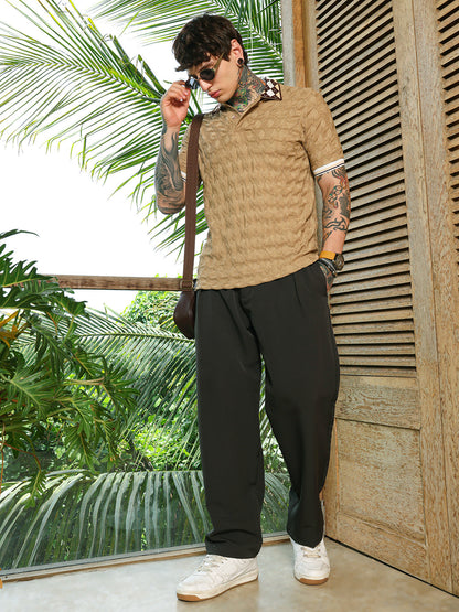 Block Argyle-Knit Polo T-Shirt