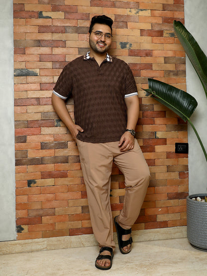 Block Argyle-Knit Polo T-Shirt