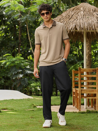 Rope-Lined Textured Polo T-Shirt