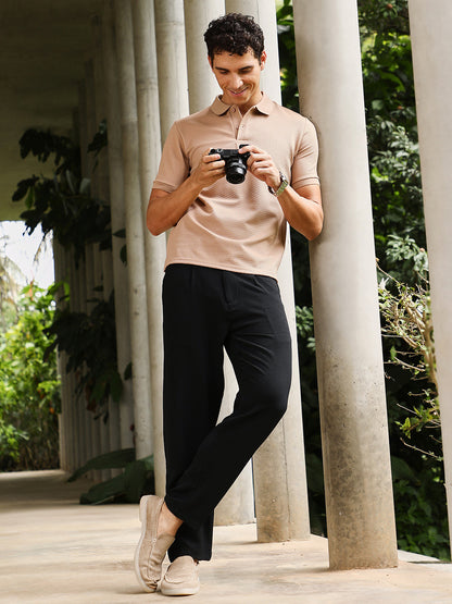 Slanted-Jacquard Knit Polo T-Shirt