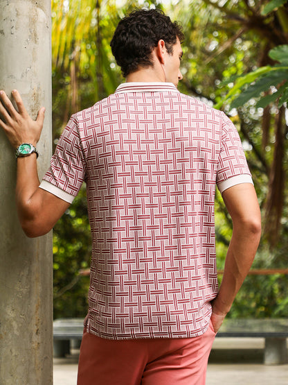 Basket-Jacquard Polo T-Shirt