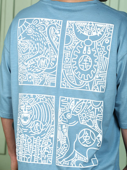 Animal-Farm Imprint Oversized T-Shirt