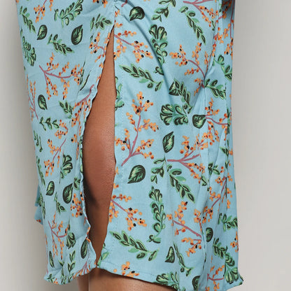 Botanical Slit Midi Dress