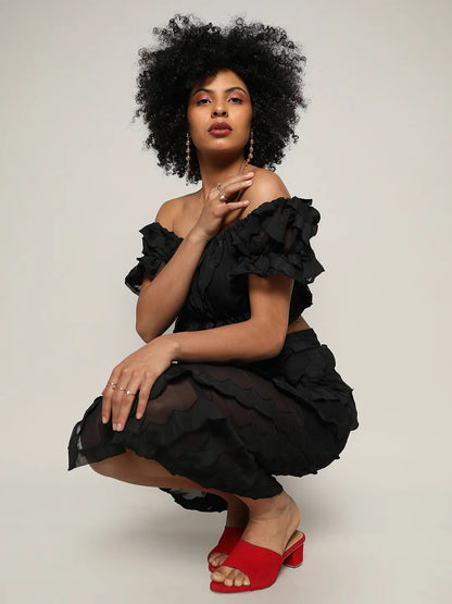 Sheer Self-Design Co-Ord Set With Slit