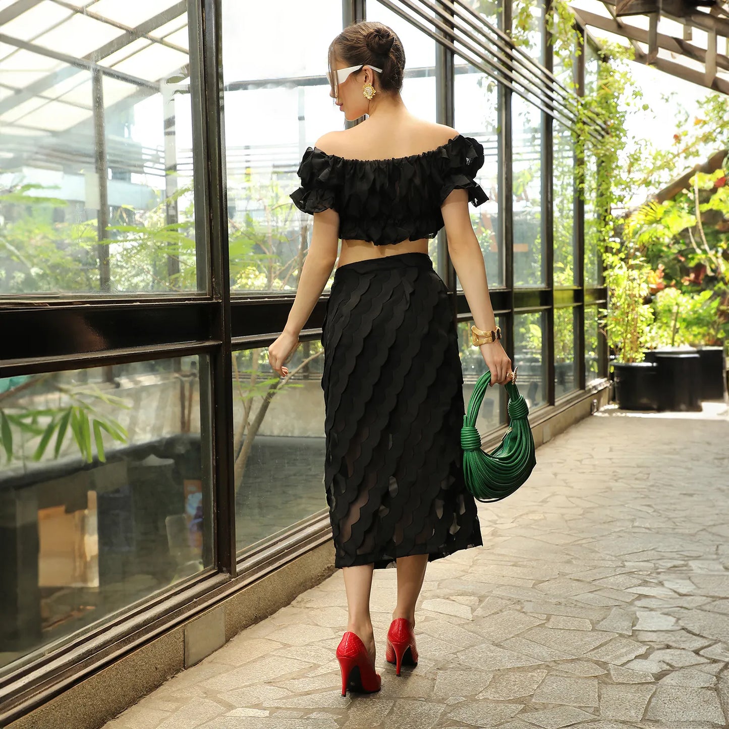Sheer Self-Design Co-Ord Set With Slit
