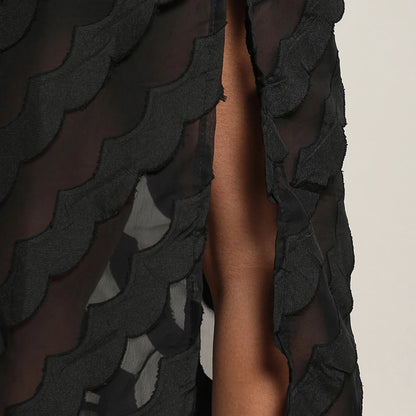 Sheer Self-Design Co-Ord Set With Slit