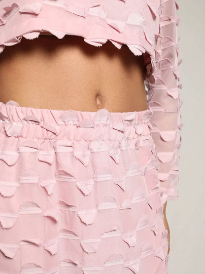 Sheer Applique Co-Ord Set With Slit