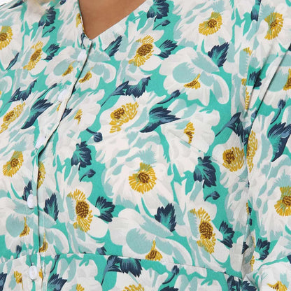 Button-Front Floral Dress