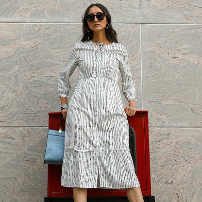 Chalk Striped Midi Dress