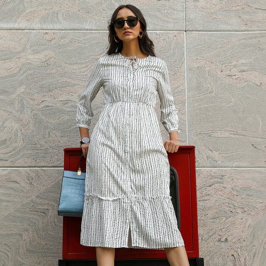 Chalk Striped Midi Dress
