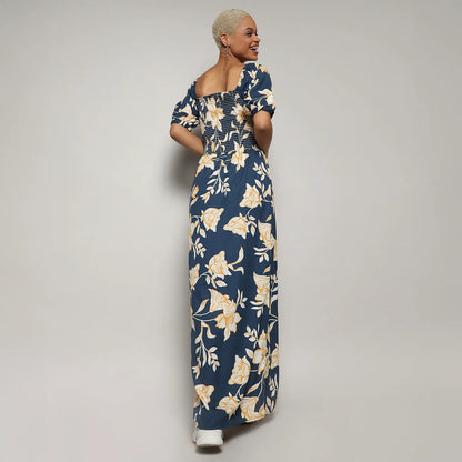 Botanical Maxi Dress With Slit