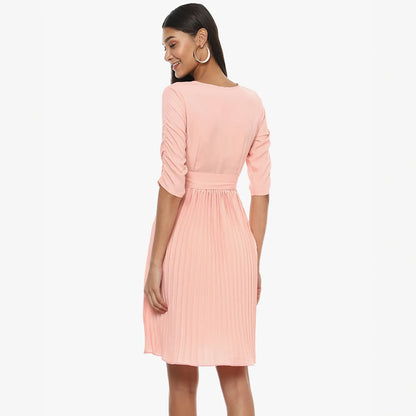 Pleated Tie-Up Dress