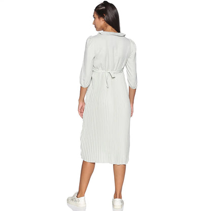 Pleated Tie-Up Dress