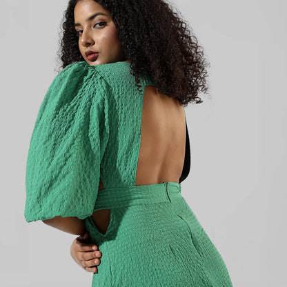Open-Back Creased Dress
