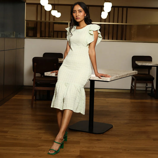 Creased Cut-Out Midi Dress