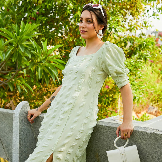Creased Dress With Slit Detail