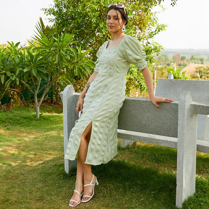 Creased Dress With Slit Detail