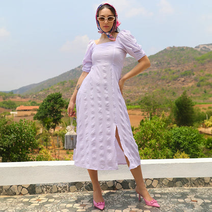 Creased Dress With Slit Detail