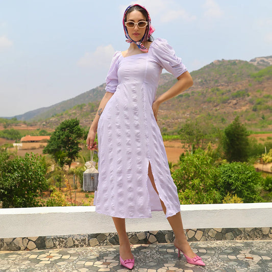 Creased Dress With Slit Detail