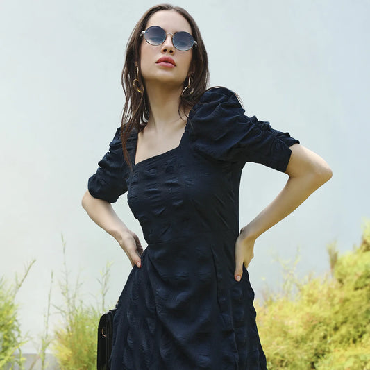 Creased Dress With Slit Detail