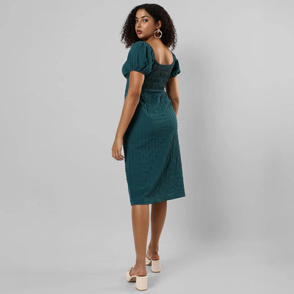 Creased Slit Midi Dress