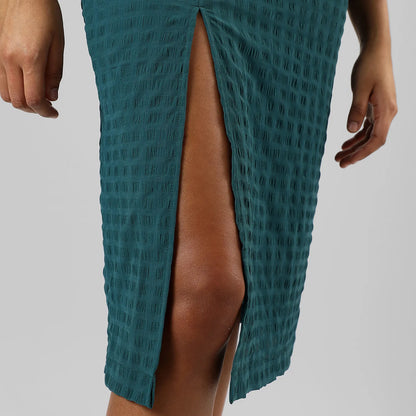 Creased Slit Midi Dress