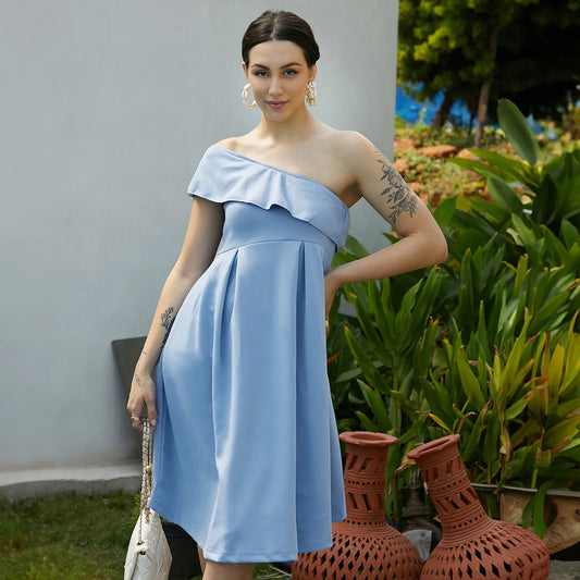 One-Shoulder Ruffle Dress