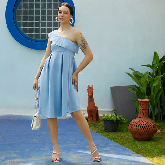 One-Shoulder Ruffle Dress