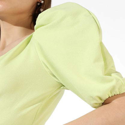 Puff-Sleeved Wrap Dress