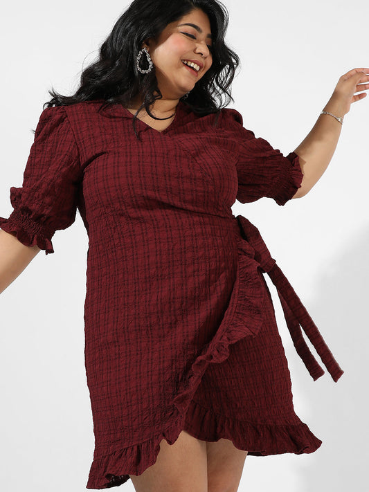 Maroon Wrap-Around Dress