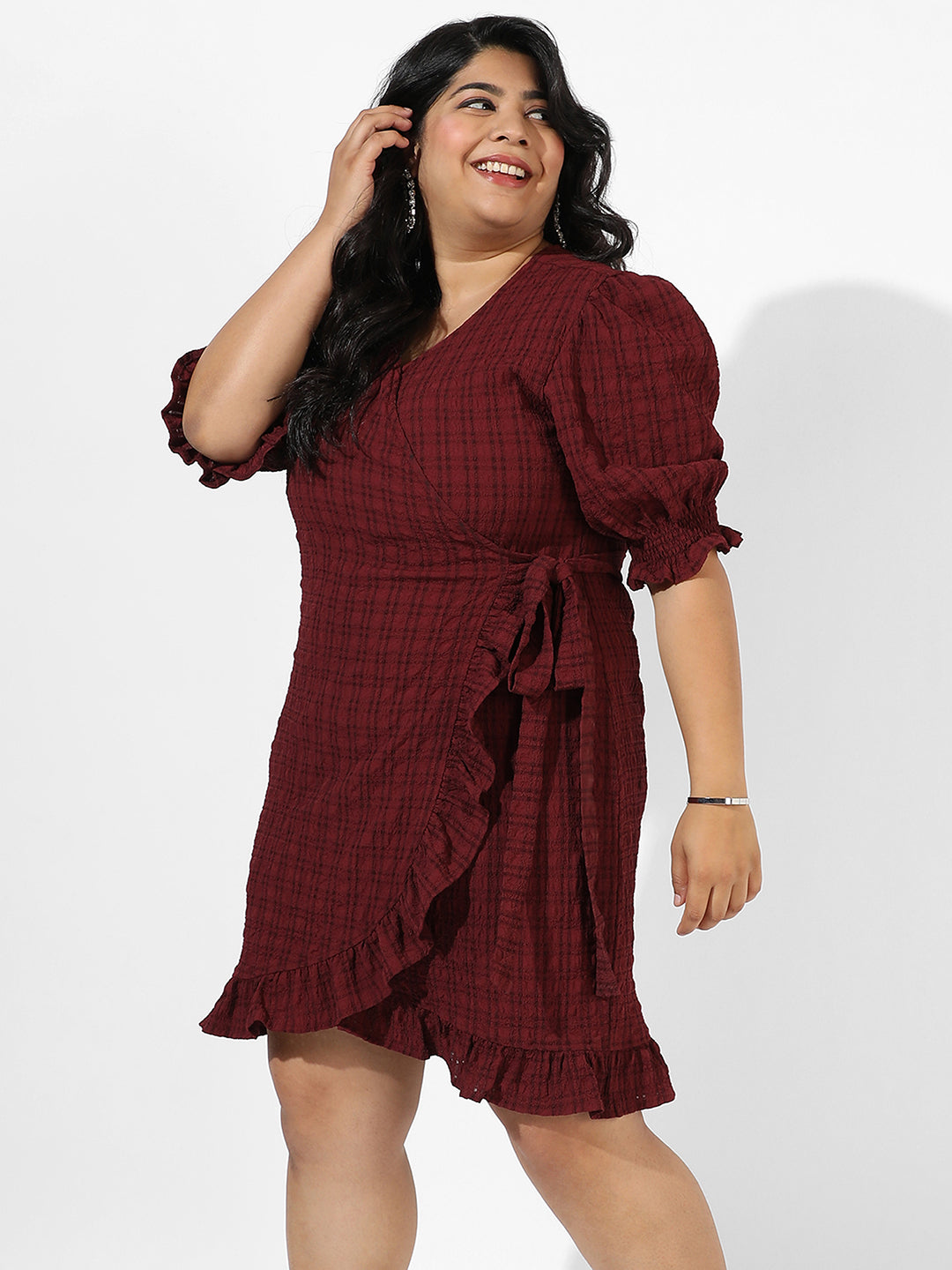 Maroon Wrap-Around Dress