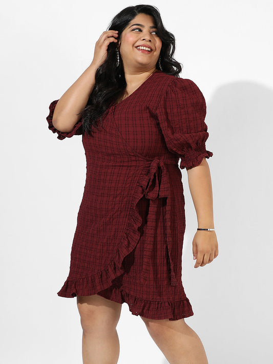 Maroon Wrap-Around Dress