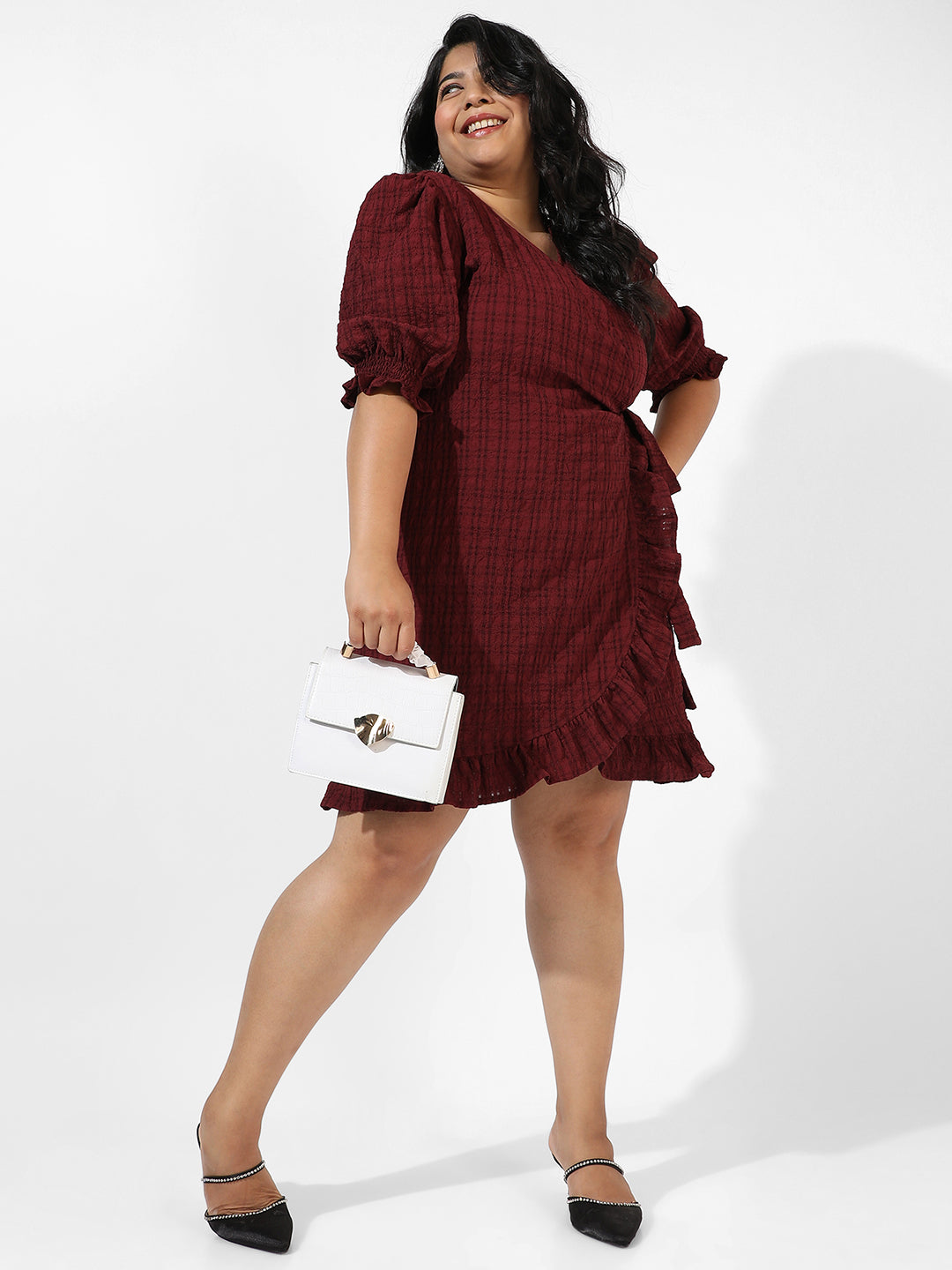 Maroon Wrap-Around Dress