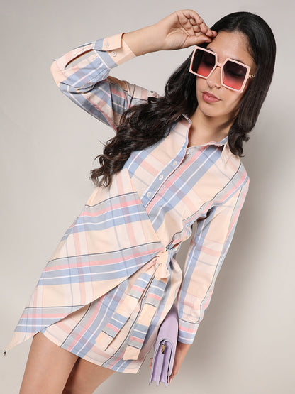 Tartan Wrap Shirt Dress